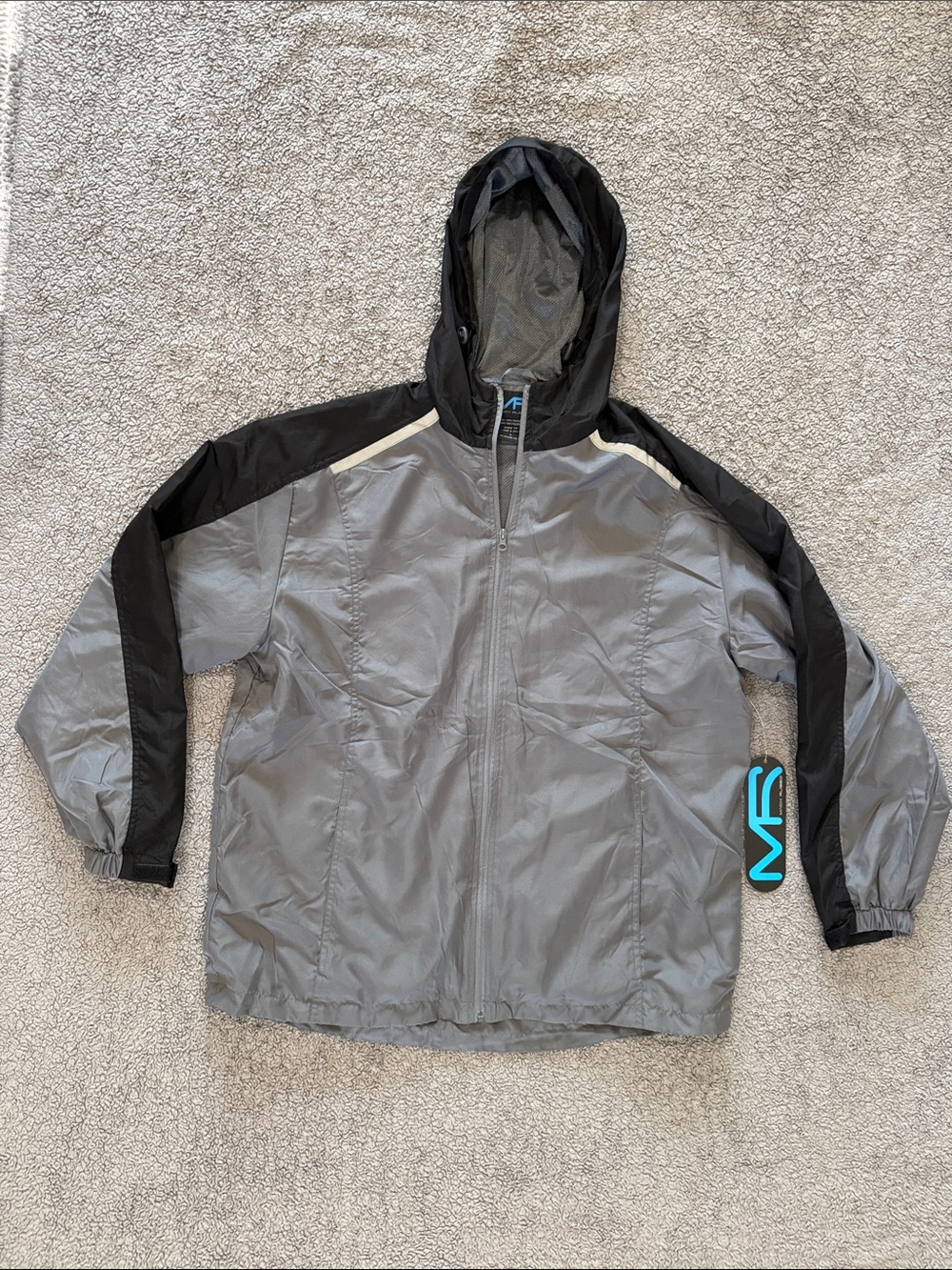 Mack Russo Men's Hooded Windbreaker Raincoat - Gray/Black